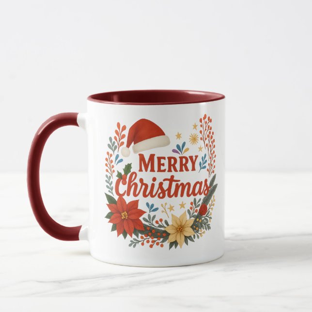 Santa Hat Merry Christmas Coffee Mug (Left)