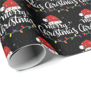 Santa Hat Merry Christmas Lights Xmas Family Gift Wrapping Paper