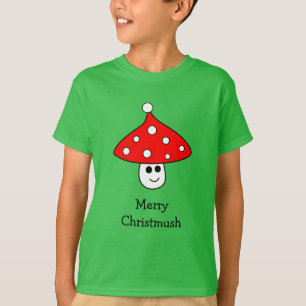 Santa Hat Mushroom Raglan T-Shirt (Child)