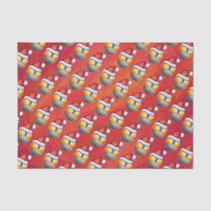 Santa Hat Nine Ball Pattern on Red Tissue Paper