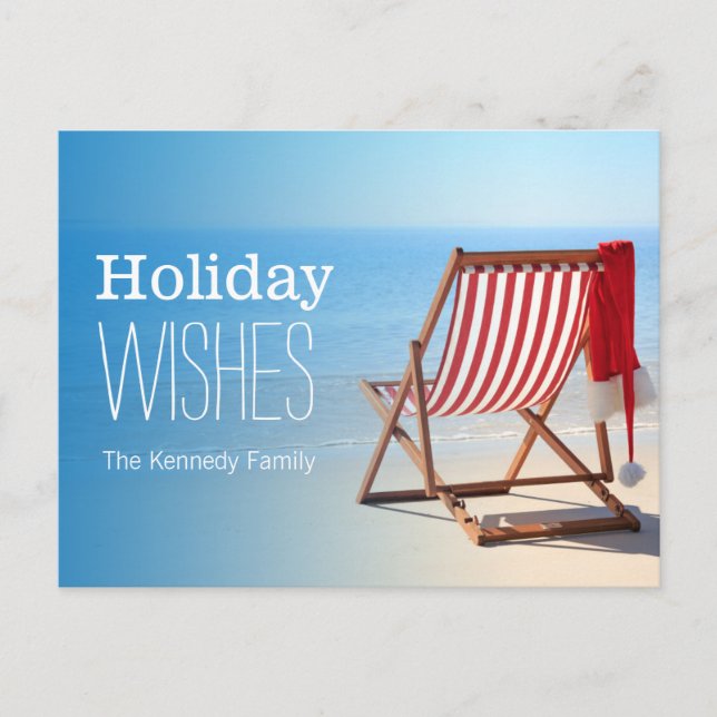 Santa hat on a deck chair. Christmas at the Holiday Postcard (Front)