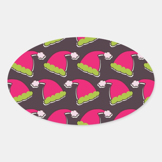 santa hat oval sticker (Front)