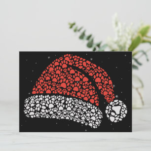 Santa Hat Paw Print Christmas Dog Lover Dogs Mom Holiday Card