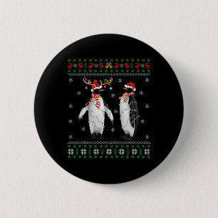 Santa Hat Penguin Bird Xmas Lighting Ugly Penguin 6 Cm Round Badge