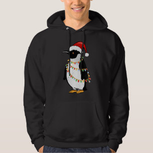 Santa Hat Penguin Christmas Lights Funny King Peng Hoodie
