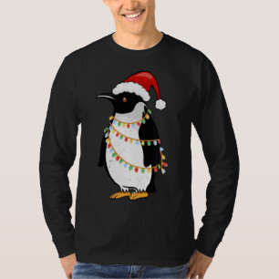 Santa Hat Penguin Christmas Lights Funny King Peng T-Shirt