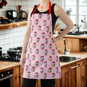 Santa Hat Personalised Face 2 Photo Christmas Gift Apron