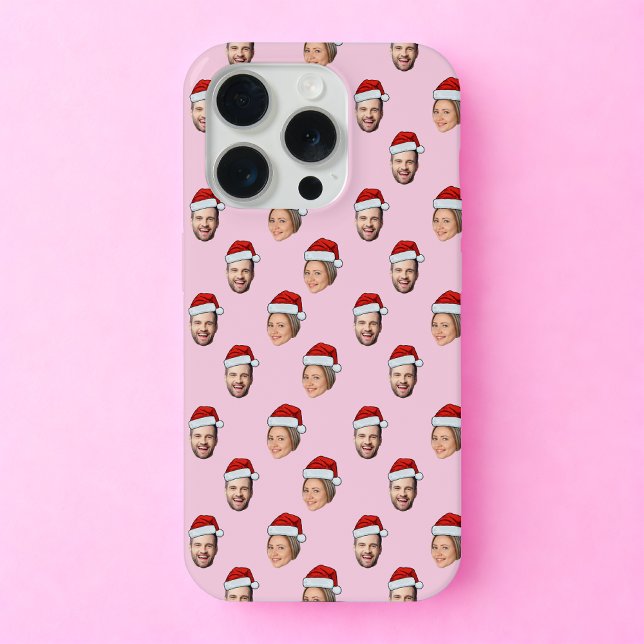Santa Hat Personalised Face 2 Photo Christmas Gift iPhone Case (Creator Uploaded)