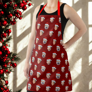 Santa Hat Personalised Face 3 Photo Christmas Gift Apron
