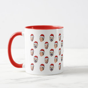 Santa Hat Personalised Face 3 Photo Christmas Gift Mug