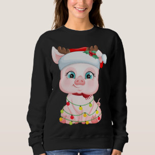 Santa Hat Pig Christmas Pig Lovers Pajama Sweatshirt