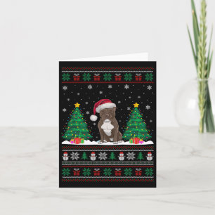 Santa Hat Pitbull Dog Christmas Tree Lights Ugly S Card