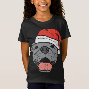 Santa Hat Pitbull Pit Christmas Xmas Pet Dog Lover T-Shirt