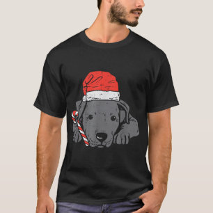 Santa Hat Pitbull Pit Dog Christmas T-Shirt