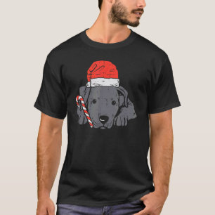 Santa Hat Pitbull Pit Dog Christmas Xmas Women Kid T-Shirt