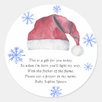 Santa hat - Prayer Candle Label
