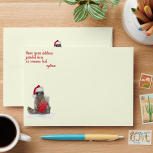 Santa Hat Racoon Christmas Envelope