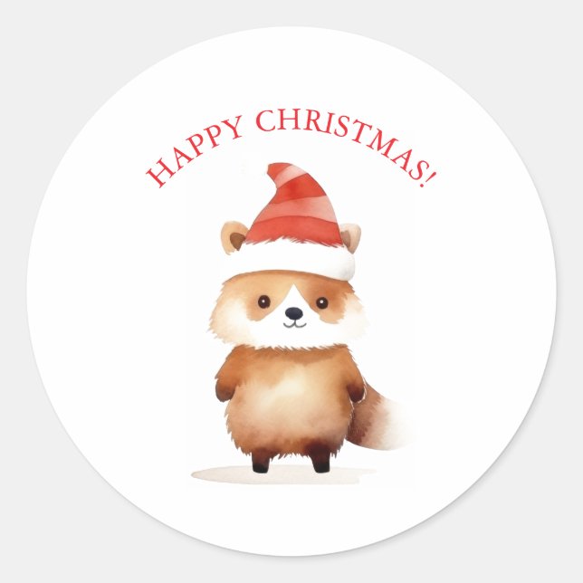 SANTA HAT RACOON GIFT TAG (Front)