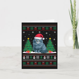 Santa Hat Ragdoll Cat Christmas Tree Lights Ugly S Card
