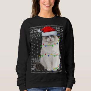 Santa Hat Ragdoll Cat Xmas Lighting Ugly Ragdoll C Sweatshirt