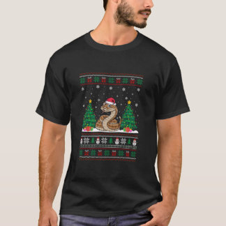 Santa Hat Rattlesnake Christmas Tree Lights Ugly S T-Shirt