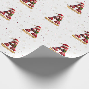 Santa Hat Red Christmas Letter A Name Wrapping Paper