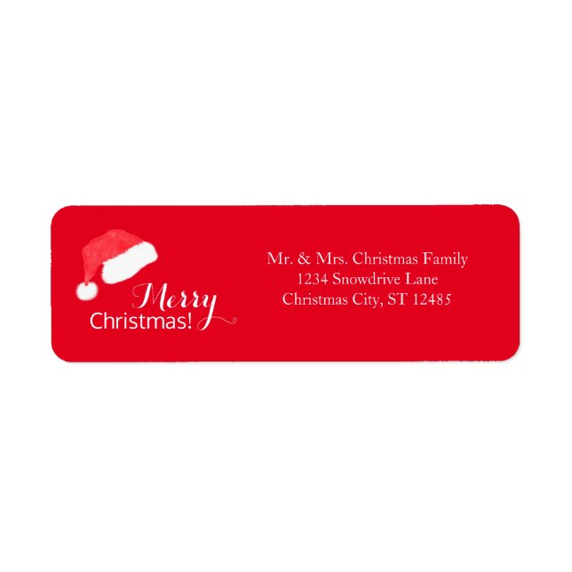 Santa Hat Red Christmas Return Address Label (Front)