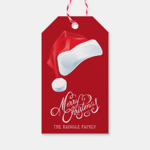 Santa Hat Red Merry Christmas Gift Gift Tags