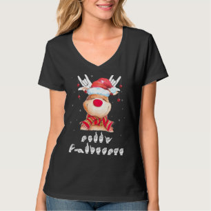 Santa Hat Reindeer I Love You Sign Language Merry T-Shirt