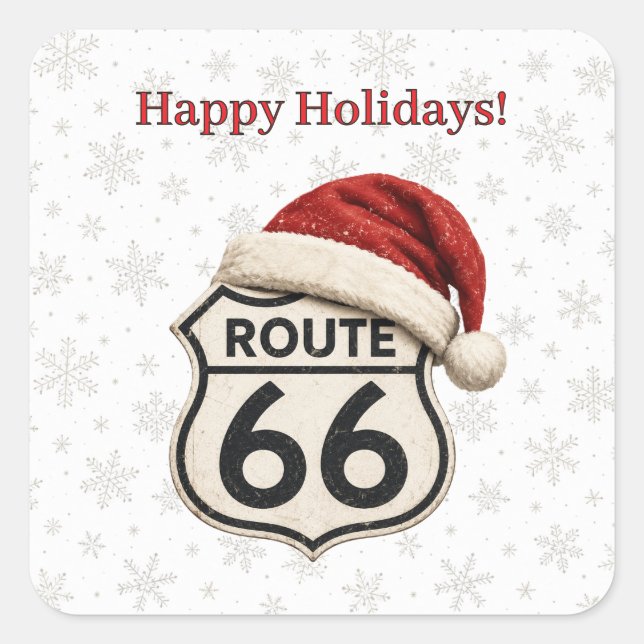 Santa Hat Route 66 Holiday Cheer Square Sticker (Front)