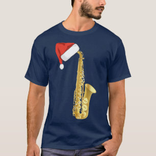 Santa Hat Saxophone Music Fan Merry Christmas Xmas T-Shirt