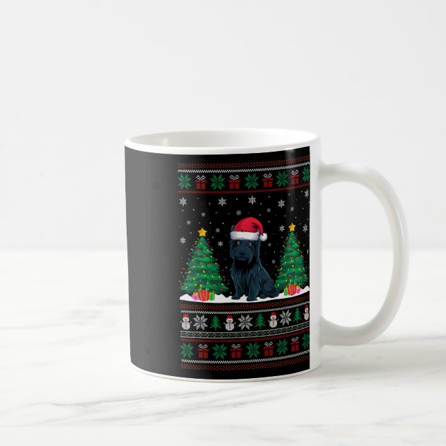 Santa Hat Scottie Dog Christmas Tree Lights Ugly S Coffee Mug (Right)