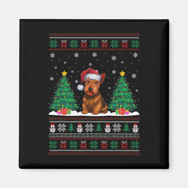 Santa Hat Scottish Terrier Dog Xmas Tree Lights Ug Magnet (Front)