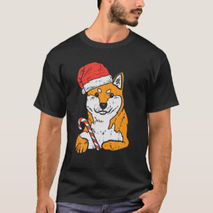 Santa Hat Shiba Inu Akita Dog Christmas Pajamas Xm T-Shirt