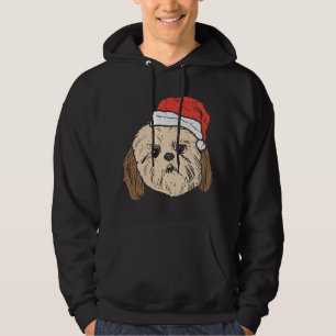 Santa Hat Shih Tzu PJs Christmas Xmas Pet Dog Love Hoodie