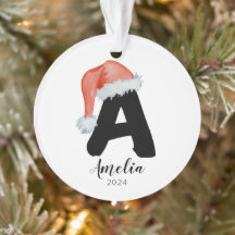 Santa Hat Simple Customisable Letter A Christmas