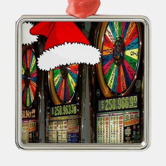 Santa Hat Slot Machines Metal Tree Decoration (Front)
