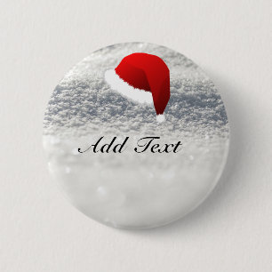 Santa Hat, Snow Background template 6 Cm Round Badge