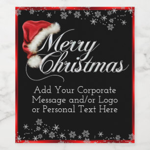 Santa Hat Snowflake Christmas Wine Bottle Labels