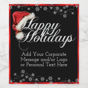 Santa Hat Snowflake Holiday Wine Labels