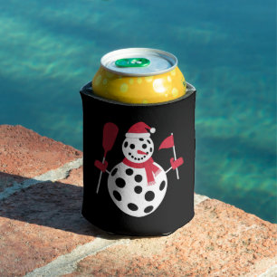 Santa Hat Snowman Family Xmas Matching Pickleball Can Cooler