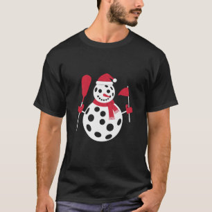 Santa Hat Snowman Family Xmas Matching Pickleball  T-Shirt