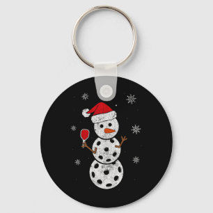 Santa Hat Snowman Gifts For Xmas Fun Pickleball Ch Key Ring
