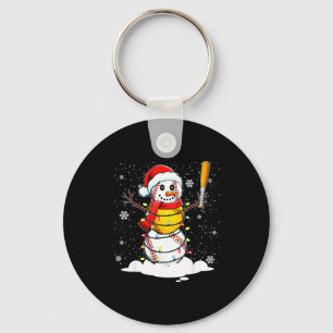 Santa Hat Snowman Xmas Funny Baseball Softball Chr Key Ring
