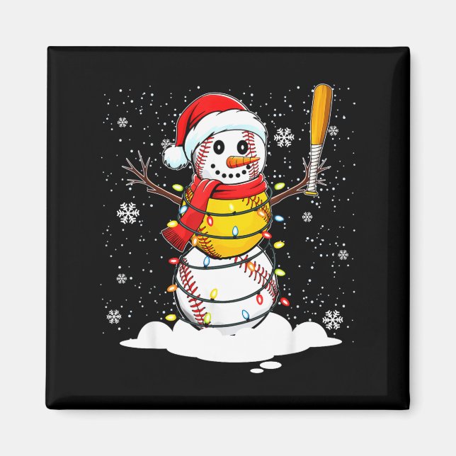 Santa Hat Snowman Xmas Funny Baseball Softball Chr Magnet (Front)