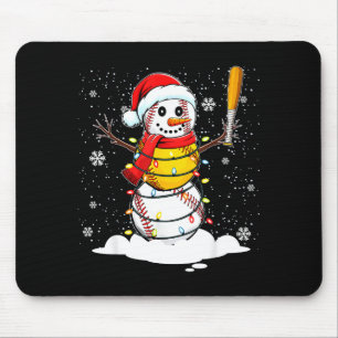Santa Hat Snowman Xmas Funny Baseball Softball Chr Mouse Pad