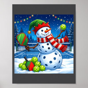 Santa Hat Snowman Xmas Funny Ckleball Christmas Poster