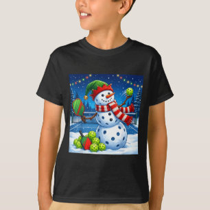 Santa Hat Snowman Xmas Funny Ckleball Christmas  T-Shirt