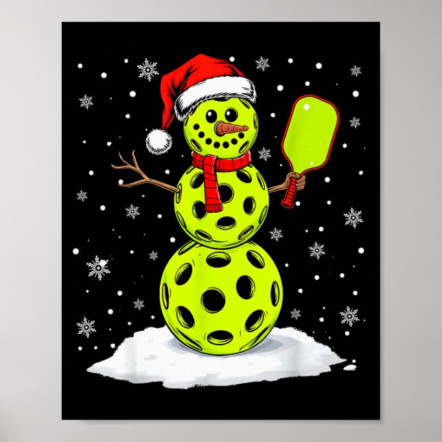 Santa Hat Snowman Xmas Funny Ckleball Lover Christ Poster (Front)