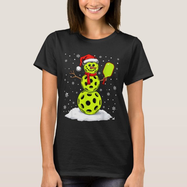 Santa Hat Snowman Xmas Funny Ckleball Lover Christ T-Shirt (Front)